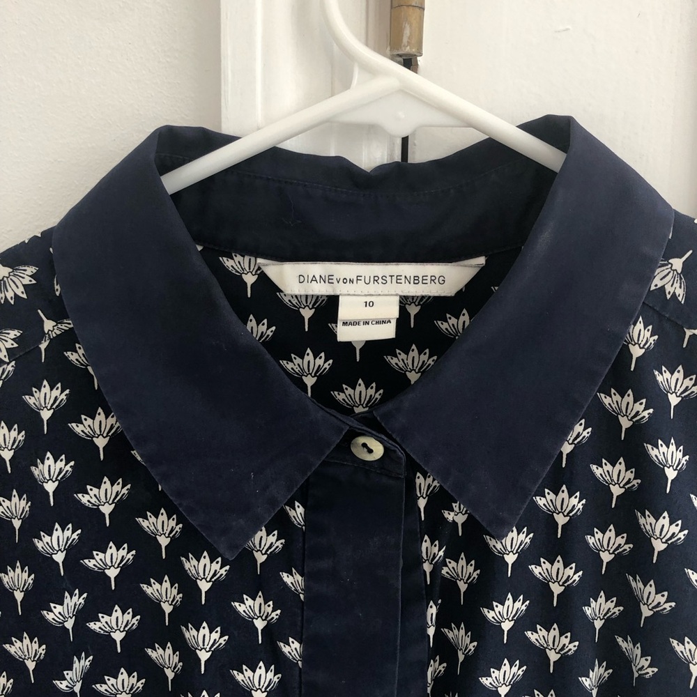 Diane von Furstenberg navy cotton dress - Picture 3 of 3